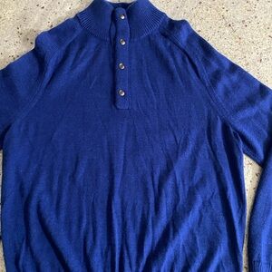 Banana Republic Men's Royal Blue Turtleneck Button-Front Sweater